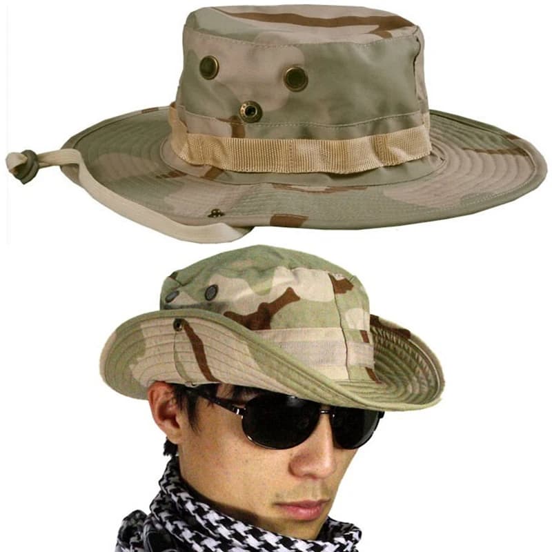 Chapeau bucket camouflage à large bord pour pêche et chasse - Protection solaire maximale