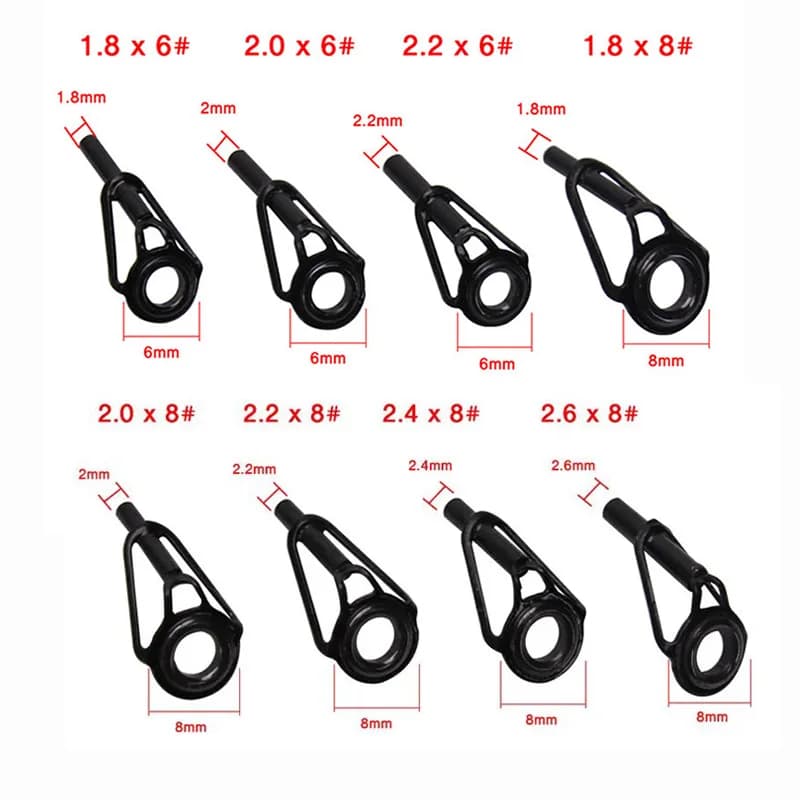 Anneaux porcelaine 8 pièces acier inox pour réparation scions pêche DIY guides canne accessoires