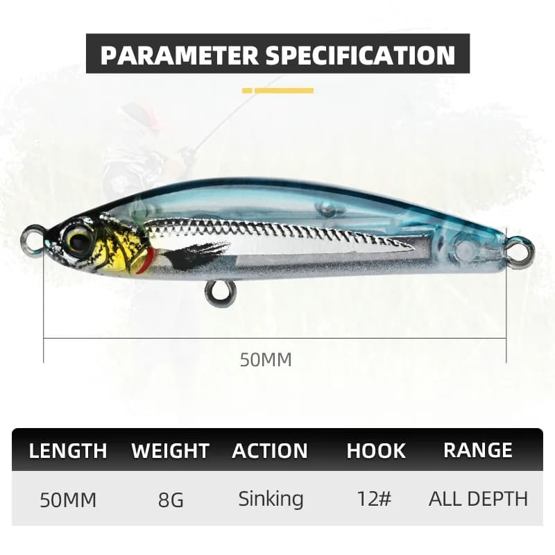 Leurre Exile 50 50mm 8g - Crayon plongeant heavy stick pour pêche en mer leurre minnow sans bavette