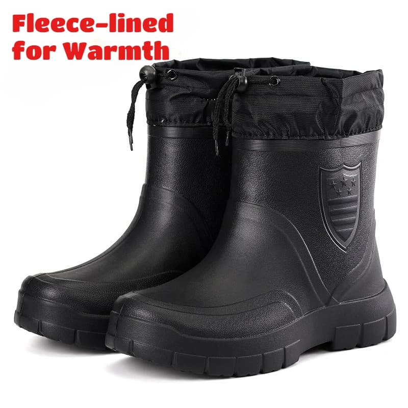 Bottes pluie automne hiver mode coton basse polaire légères imperméables anti-vent anti-dérapantes chaudes