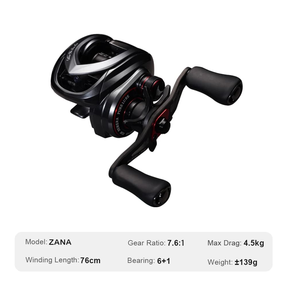 Moulinet baitcasting PURELURE ZANA 139g aluminium alliage léger 3.5g leurre 4KG frein eau douce mer