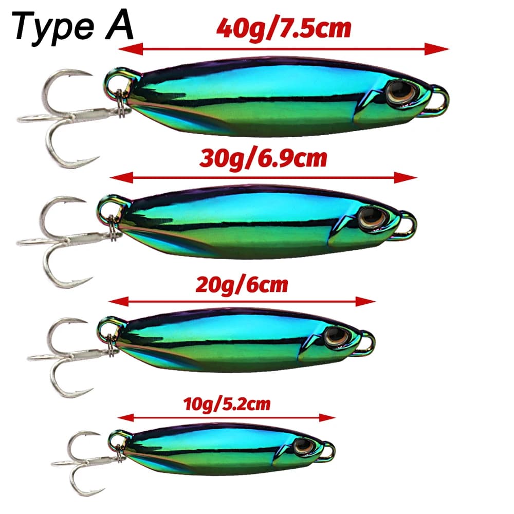 Leurre métal jig casting 10g à 40g pour pêche en lac et océan, leurre souple spinner appât artificiel