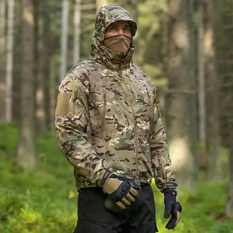 Veste camouflage hiver 5XL 6XL homme imperméable - Soft shell tactique multicam coupe-vent polaire