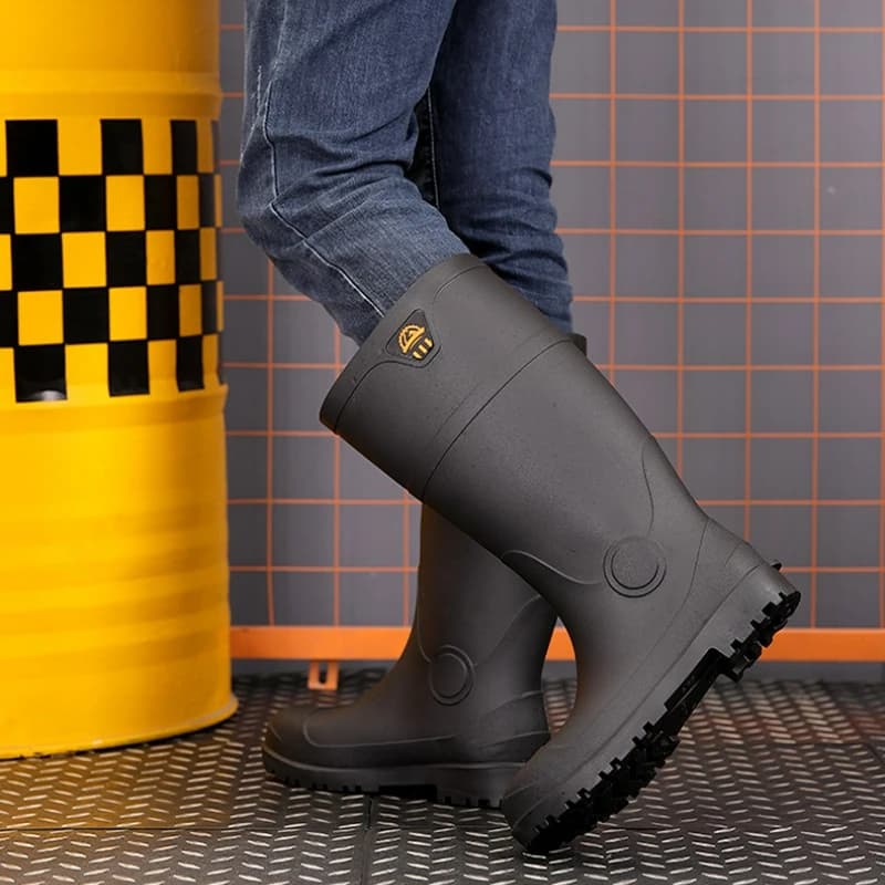 Bottes de pluie homme à embout d'acier antidérapantes imperméables pour travail sécurité pêche