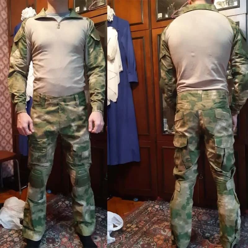 Tenue tactique complète camouflage pêche chasse imperméable avec protections genoux coudes