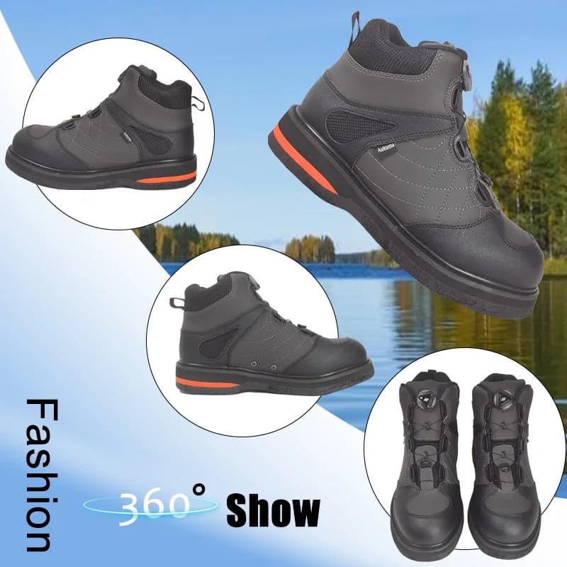 Bottes de pêche à lacets avec semelle feutre cloutée ou non pour pêche à la mouche