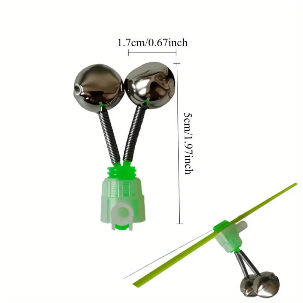 Lot 20 clochettes double anneau Ackibbik - Alarme plastique clip pour cannes, idéal pêche carpe et silure