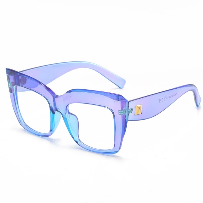 Lunettes de vue femmes pêche - Monture carrée surdimensionnée anti-lumière bleue, marque de luxe française