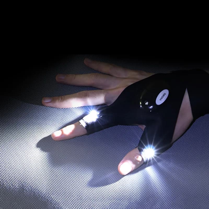 Gants sans doigts LED étanches pour pêche, vélo et randonnée - Lampe intégrée éclairage
