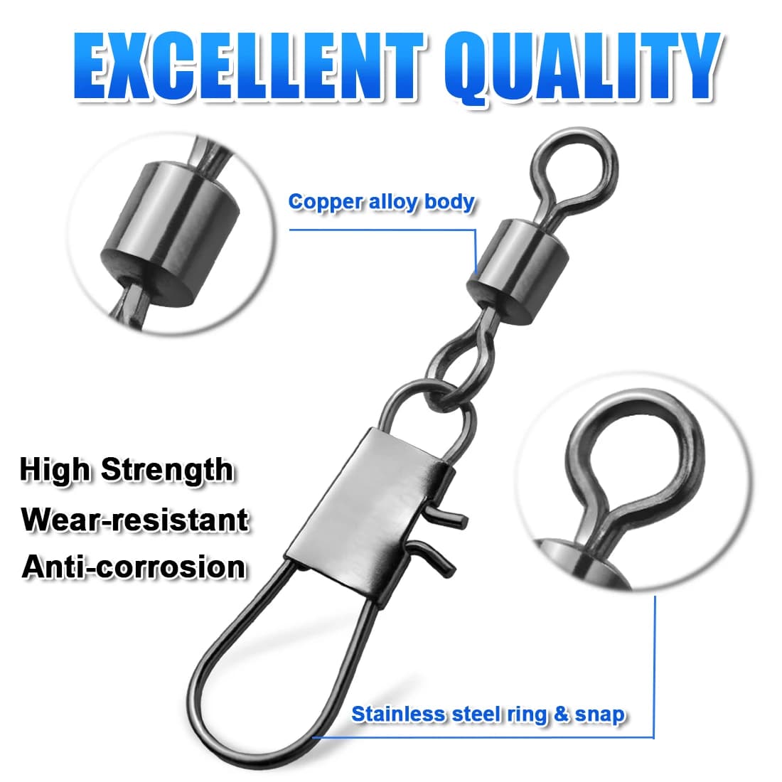 FishTrip Fishing Swivel Snap - Connecteur Rapide Acier Inoxydable pour Changement de Leurres Instantané