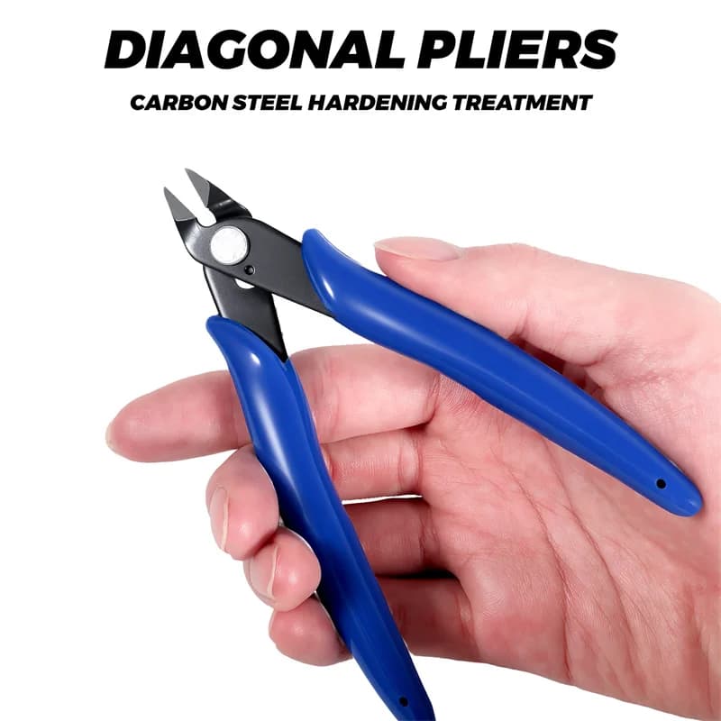 Pince acier carbone coupe-câble électrique - Pince coupante latérale flush pour câbles et fils électricien bleue