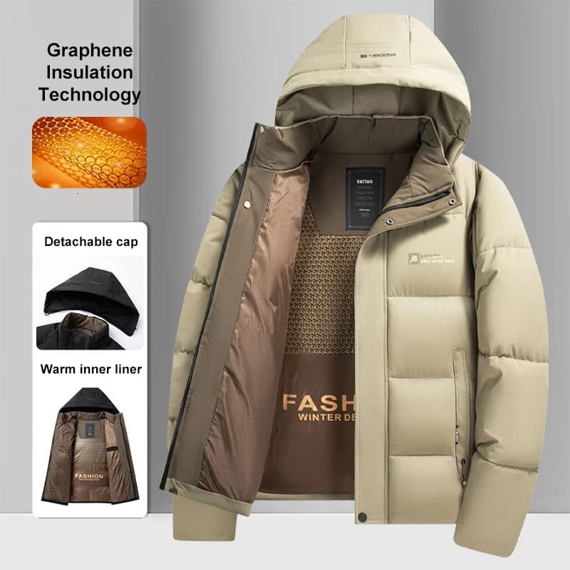 Veste graphène homme pêche hiver chaude coupe-vent capuche outdoor vêtements pêche confortable