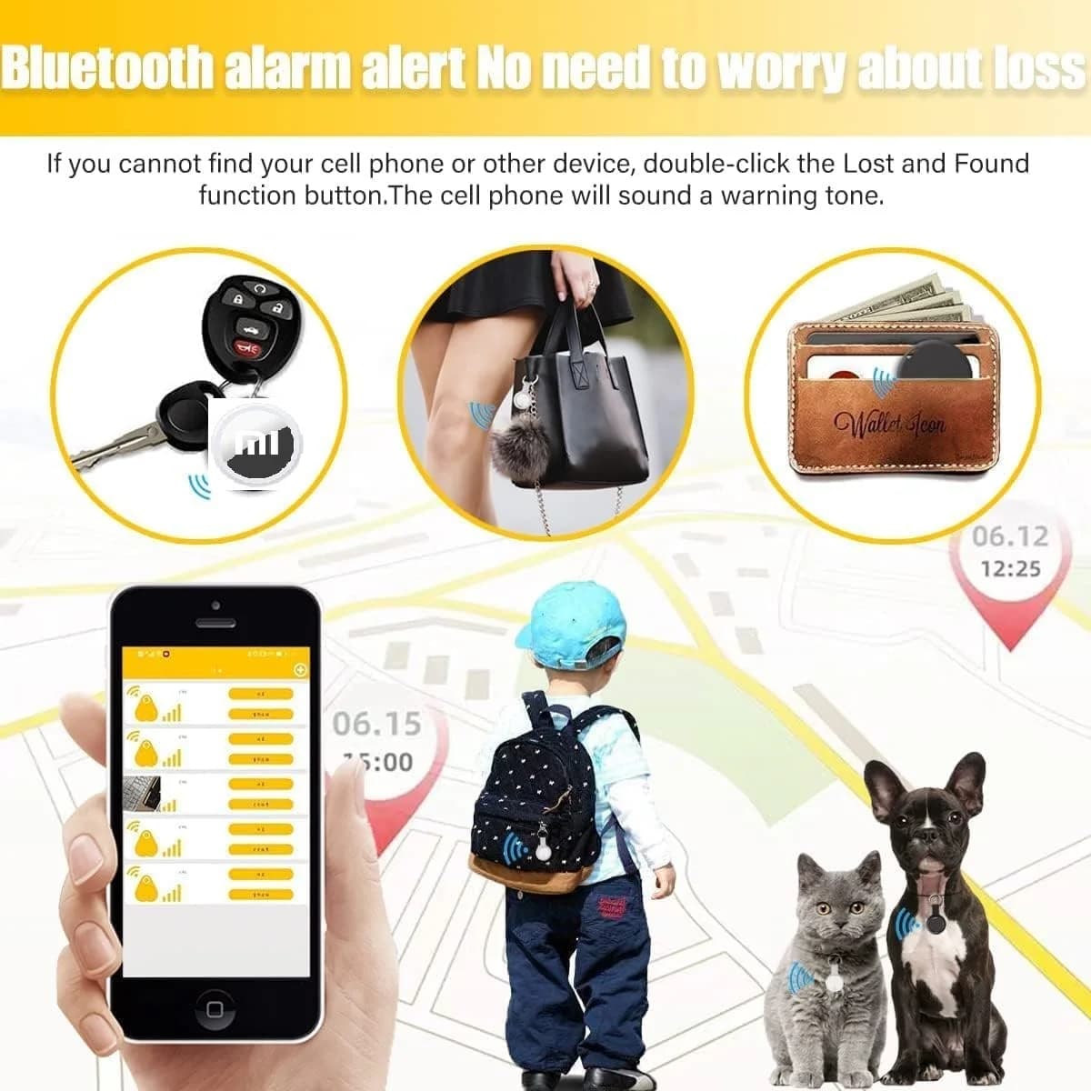 Mini Tracker GPS Bluetooth Anti-Perte - Compatible Find My iOS, Alarme Sonore, Localisateur Clés et Animaux