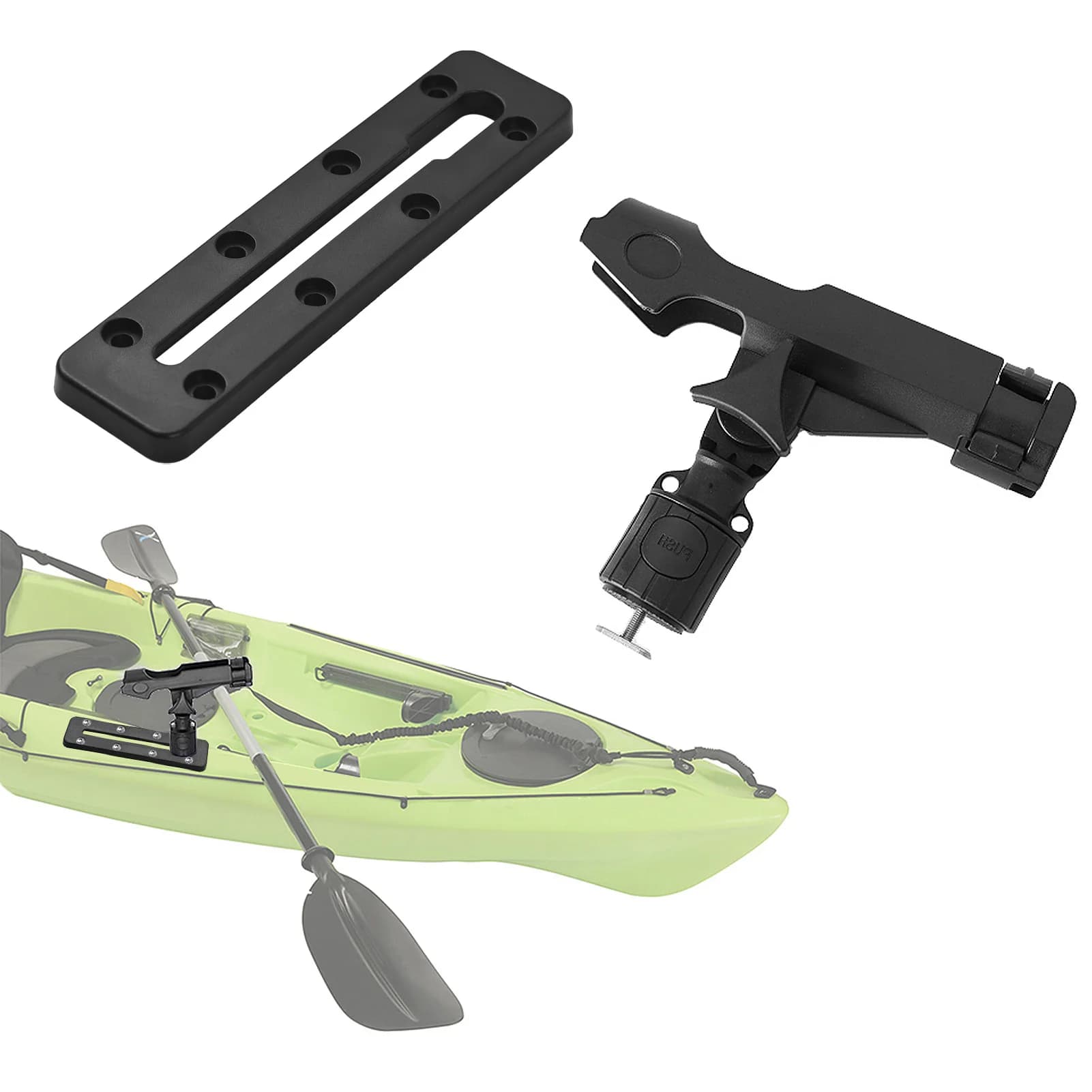 Support de canne à pêche réglable pour kayak - Monture rail avec fixation plastique durable