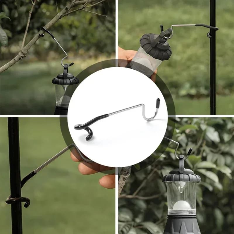 Porte-lampe crochet inox portable pour tente pêche camping chasse éclairage extérieur pratique accrochage