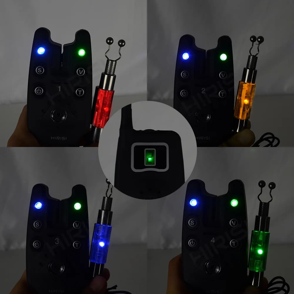 Alarme de touche sans fil 1+4 set avec 4 swingers lumineux en boîtier EVA pour pêche à la carpe