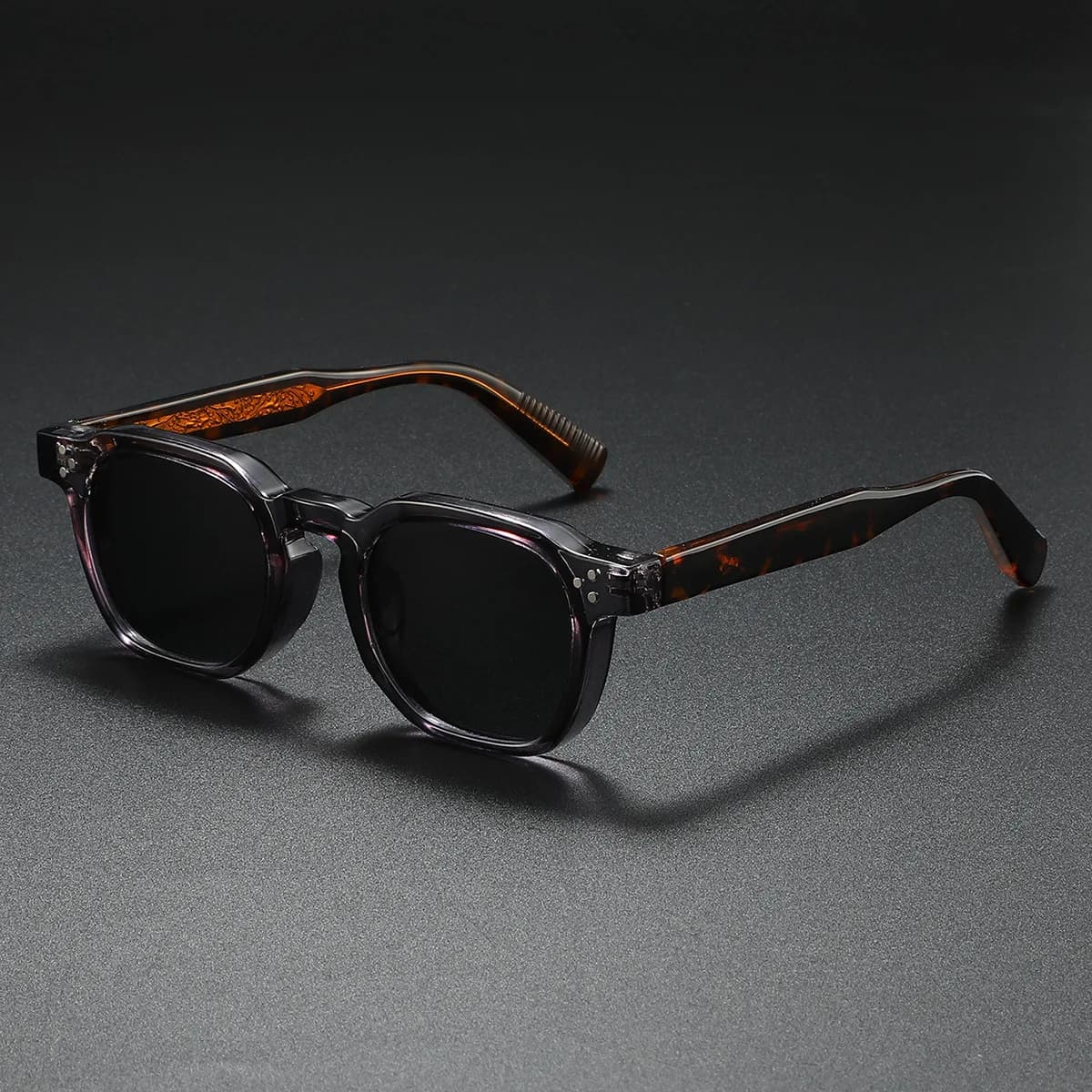 Lunettes de soleil carrées polarisées unisexe métal rivets CP conduite pêche protection UV