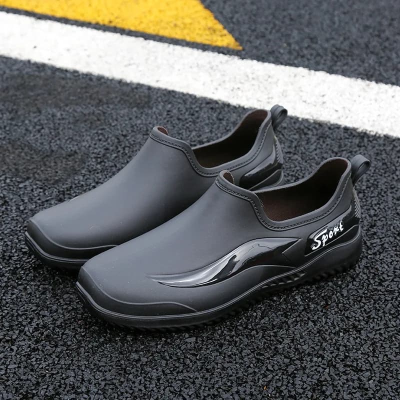 Bottes de pluie basses mode homme pour pêche loisir antidérapantes résistantes en PVC facile à enfiler