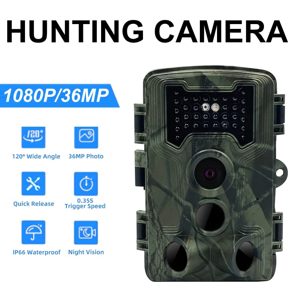 Mini caméra de piste chasse 36MP 1080P - Vision nocturne détection mouvement piège photo surveillance faune