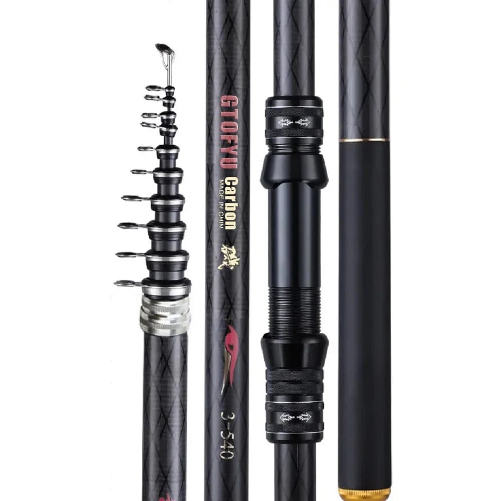 Canne rock fishing carbone télescopique 2.7m à 7.2m ultra-légère pour pêche en mer et carpe voyage