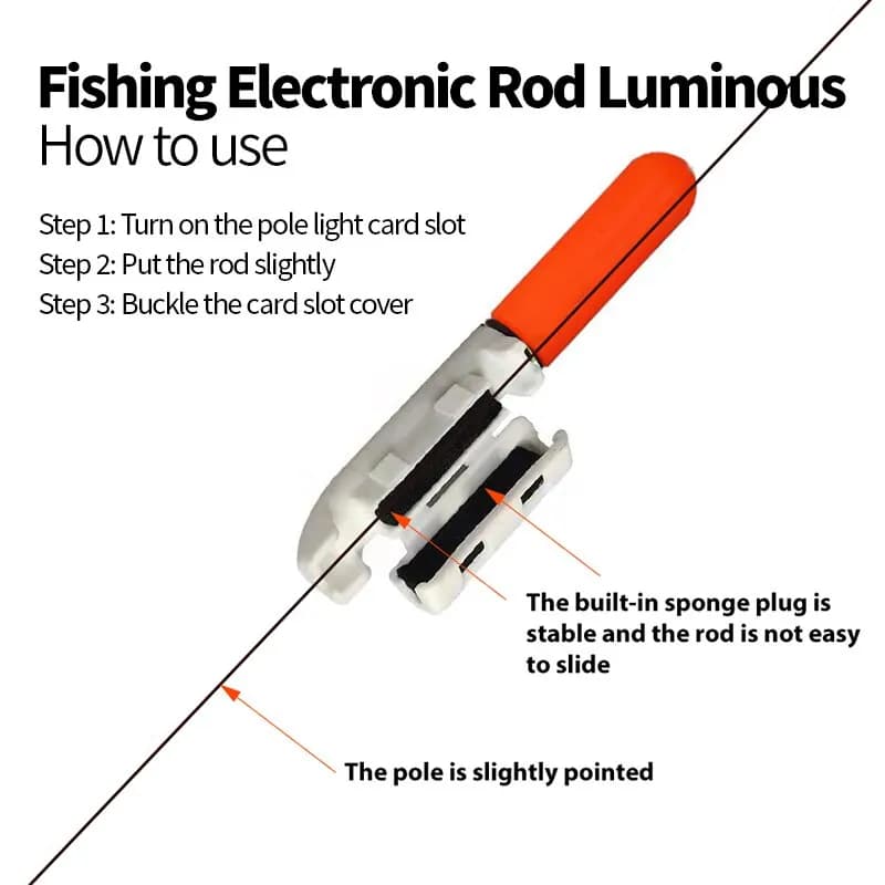 Lampe LED étanche pour canne à pêche avec flotteur amovible et pile utile pour la pêche de nuit