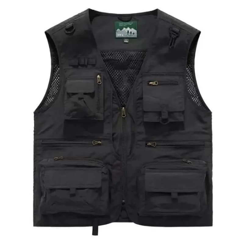 Veste de pêche tactique été homme 14 poches sans manches mesh cargo 6XL pour randonnée