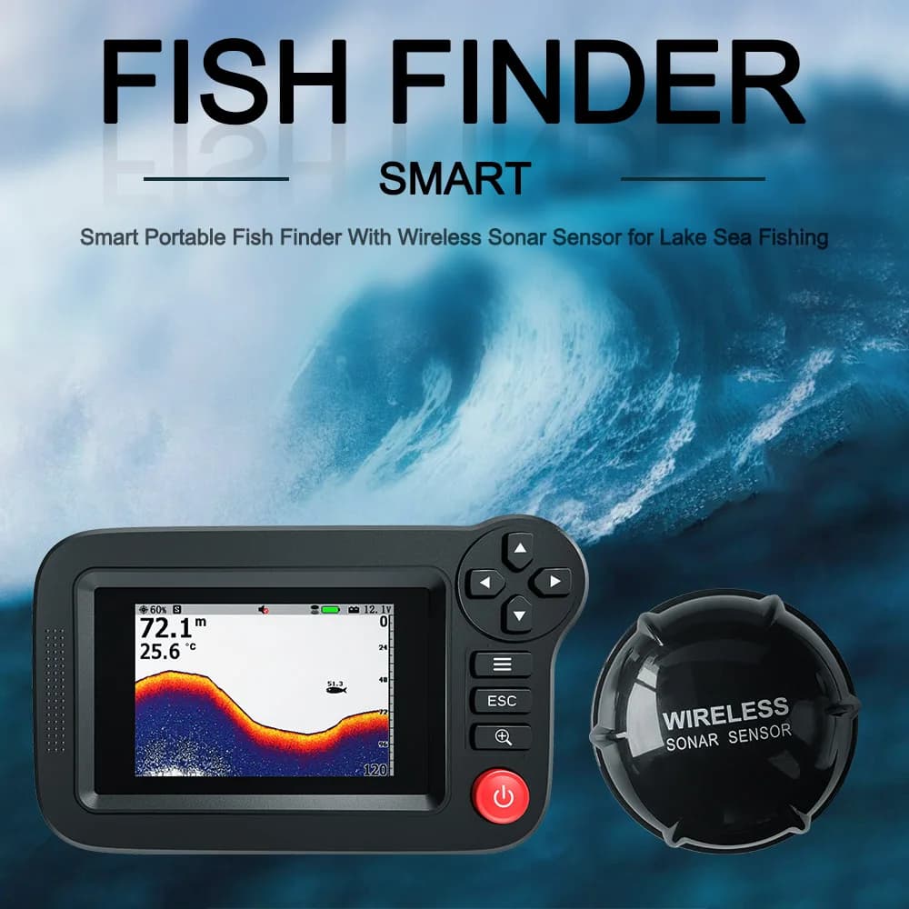 Sonar portable Smart Fish Finder pour pêche depuis la terre - Détecteur de profondeur et poissons récréatif