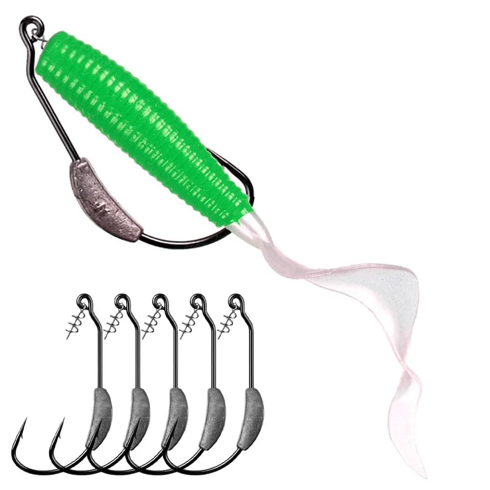 Hameçon offset avec ardillon pour leurres souples Texas rig pêche 2g 3g 5.25g 7g