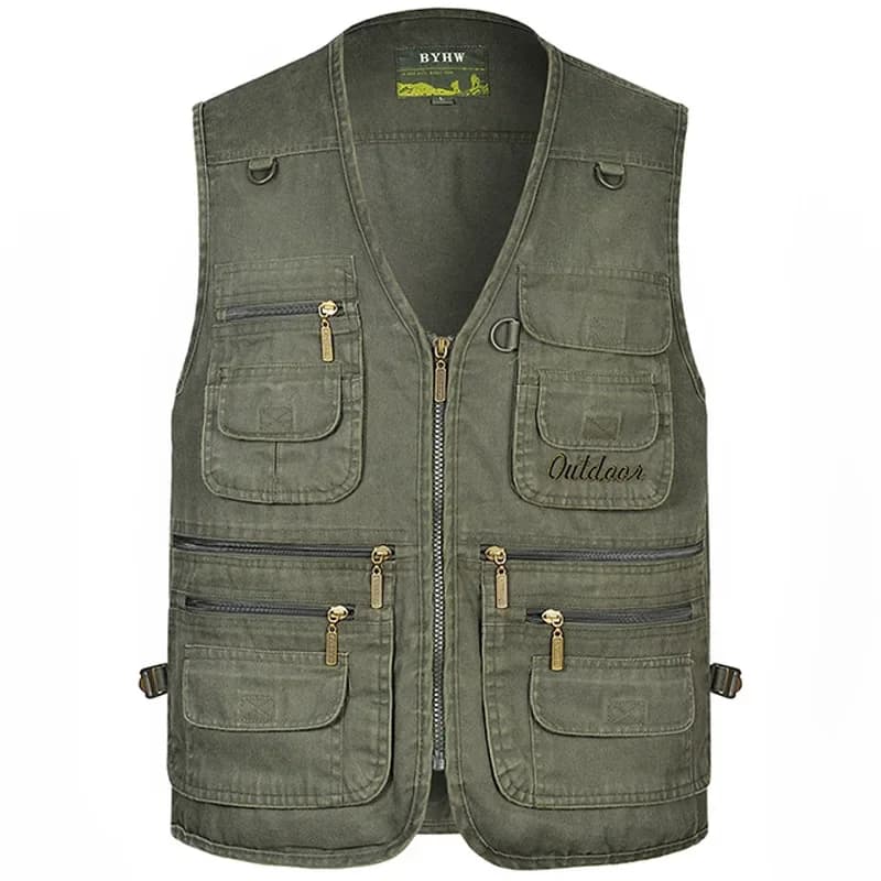 Veste de pêche multi-poches homme printemps automne pour équipement photo extérieur grande taille