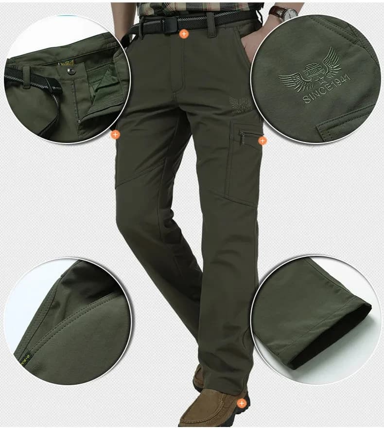 Pantalon hiver pêche polaire épaisseur shark skin imperméable - Cargo chaud softshell M-4XL