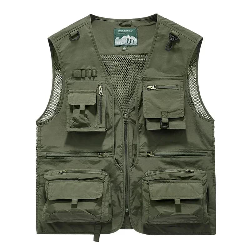 Veste de pêche mesh séchage rapide multi-poches - Veste tactique sans manches homme - Veste solide randonnée chasse