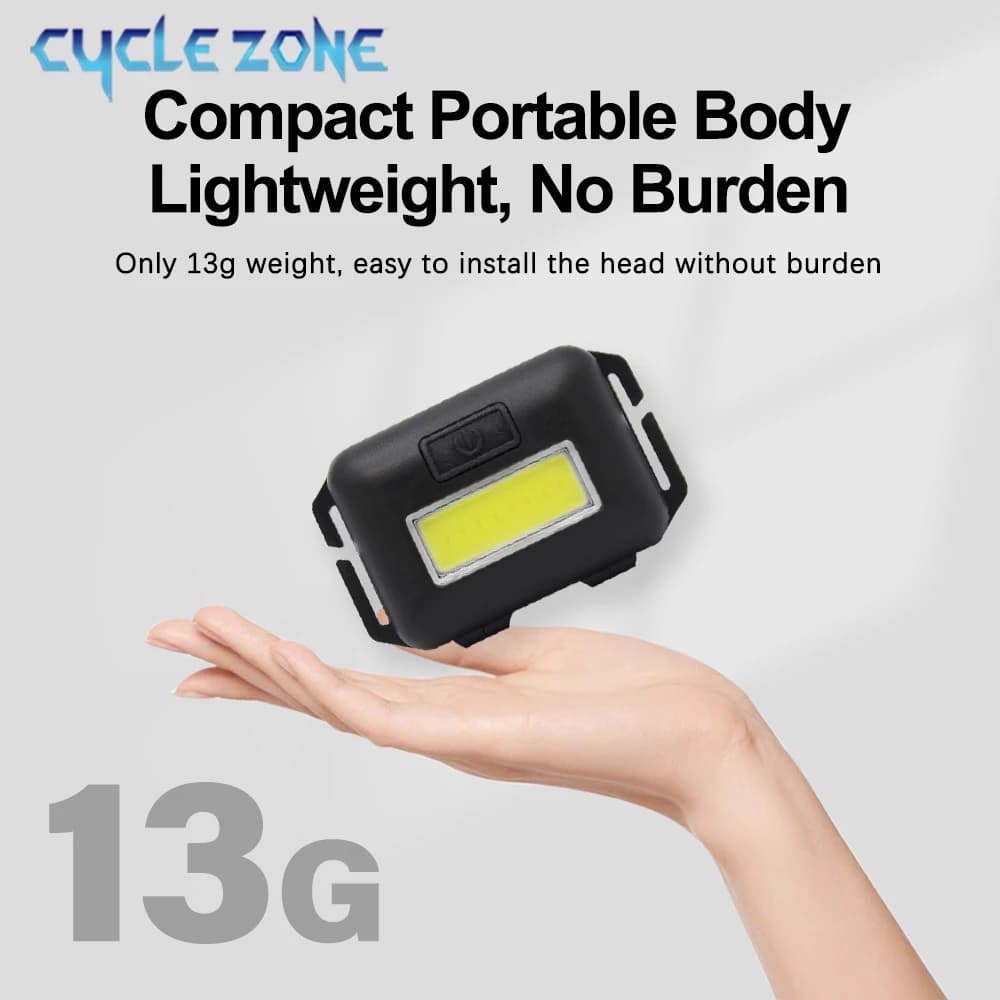 Mini lampe frontale COB portable 3 modes pour pêche nocturne et travail de nuit