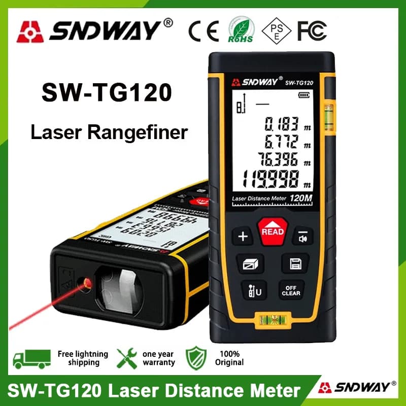 Télémètre laser SNDWAY digital 120m pour pêche - Instrument de mesure de construction précis