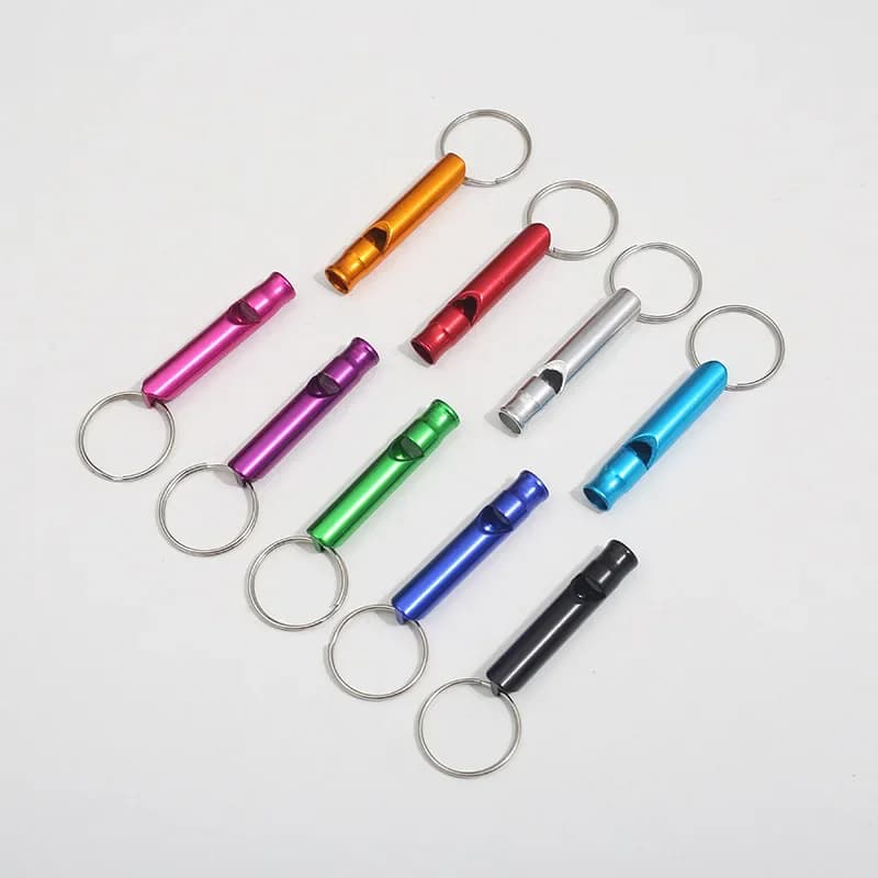 Set 4 sifflets sécurité sport aluminium alliage porte-clés survie camping pêche urgence - Compact