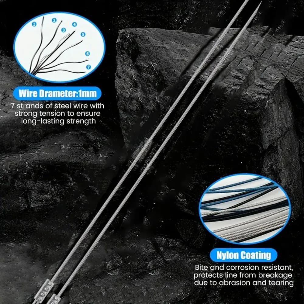 Montage de pêche double hameçon appât vivant anti-emmêlement avec perles lumineuses - acier inoxydable