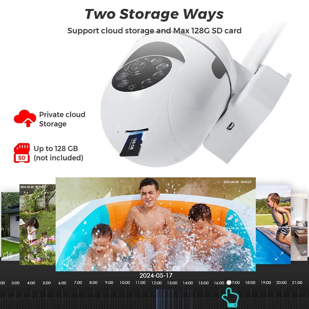 Caméra surveillance wifi PTZ 4MP 2K auto tracking vision nuit détection humaine enregistrement 24/7 ICSEE
