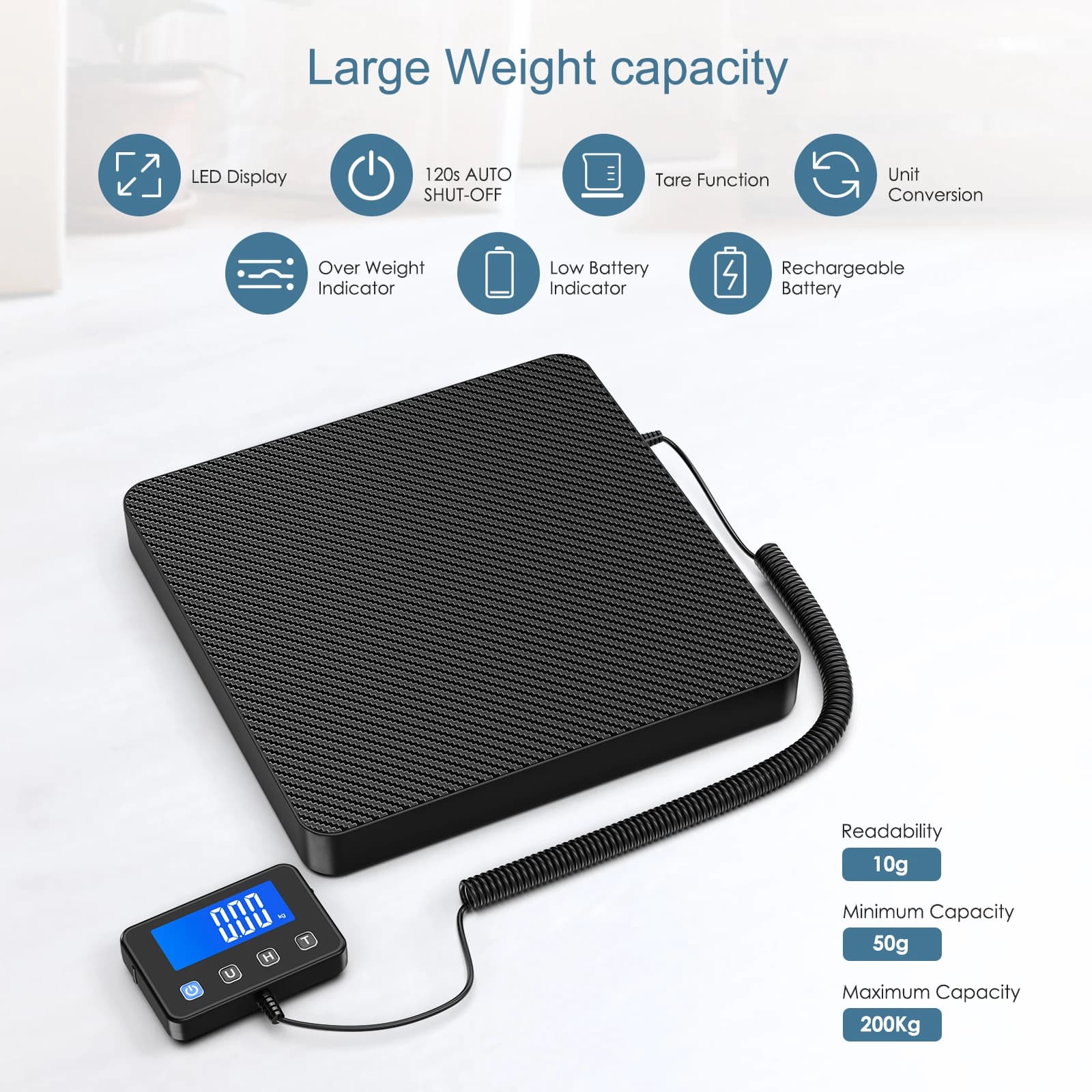 Balance digitale Amir 200Kg/440lb pour colis, bagages, pêche et warehouse - Pèse-personne suspendu