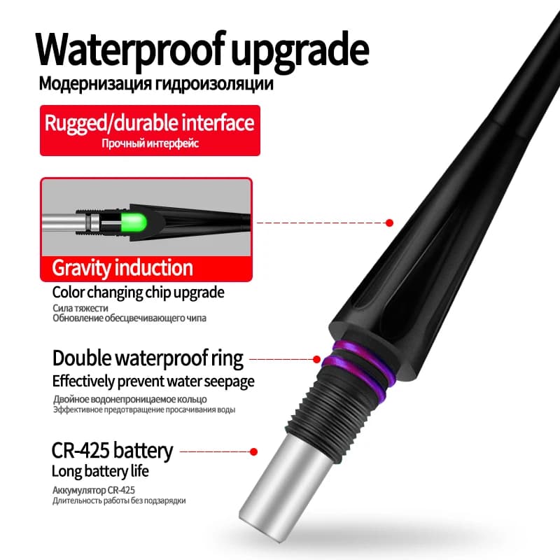 Queue lumineuse électrique à capteur gravité pour flotteur de pêche LED couleur changeante