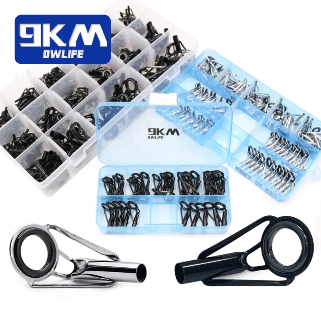 Kit réparation guides canne pêche 230 pièces anneaux céramique acier inoxydable eau douce et mer