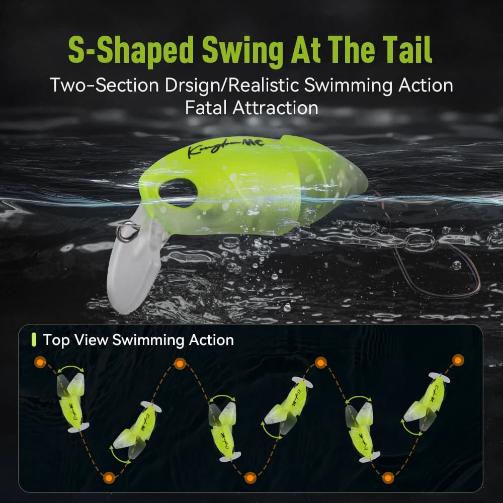 Leurre flottant S-shaped Kingdom Micro Minnow 2.3g 37mm pour la pêche de la truite et du black bass