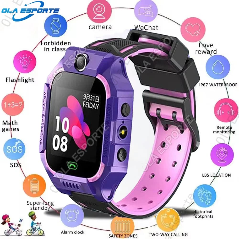 Montre enfant GPS tracker localisation SOS appel SIM 2G caméra IP67 étanche cadeau iOS Android