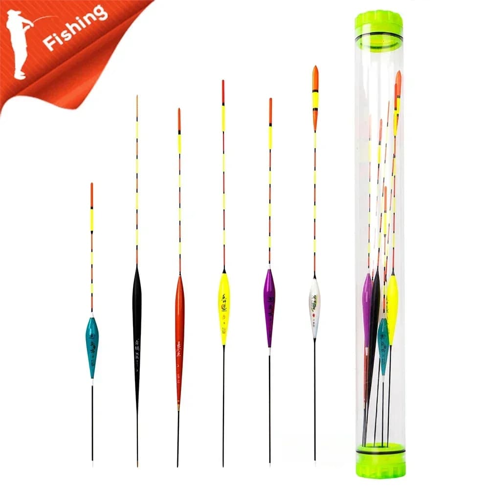 Cylindre acrylique transparent rangement flotteurs pêche - Protection épaisse + 6 accessoires flottants