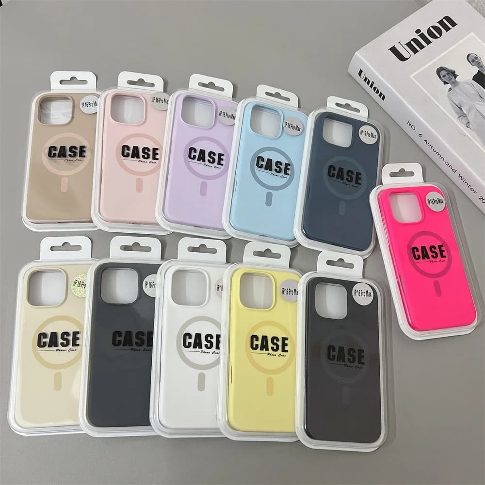 Coque silicone originale iPhone 16 15 14 13 12 Pro Max - Compatible MagSafe et charge sans fil magnétique