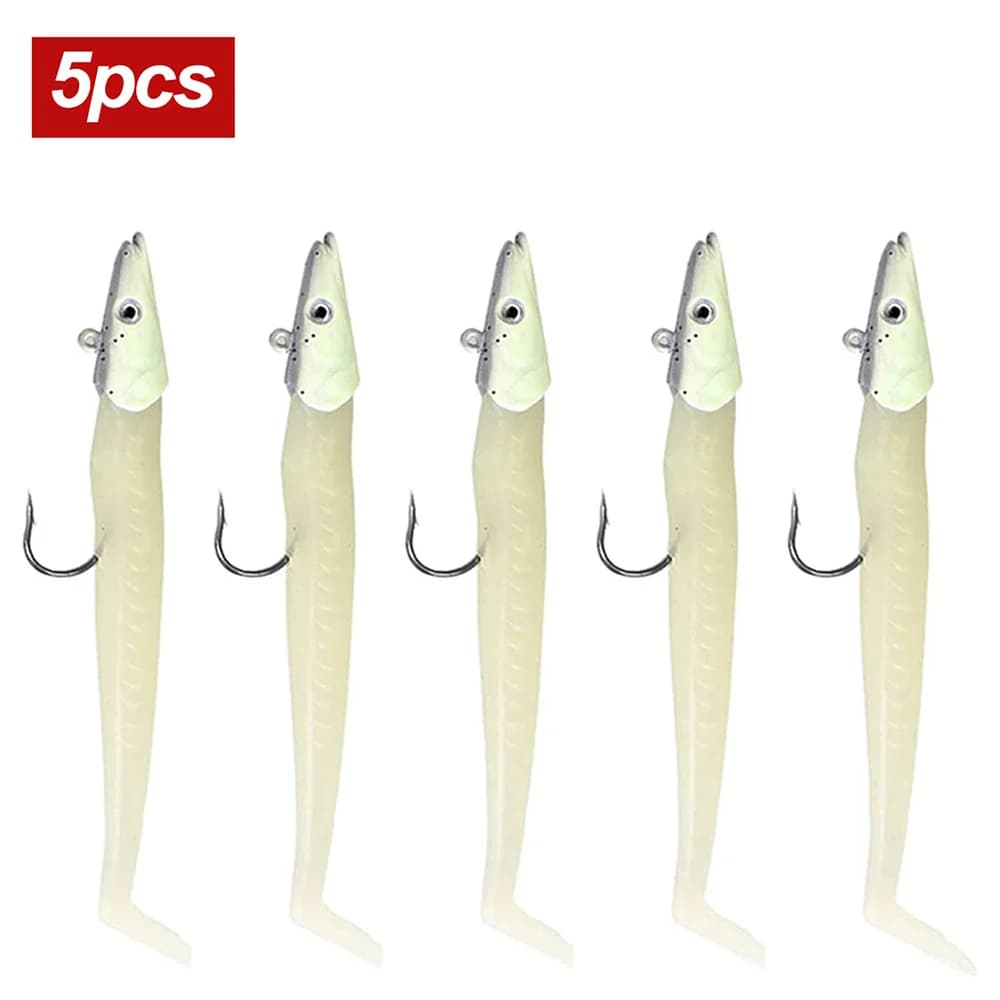 5 Leurres Souples avec Cuillère 10g/11cm - Wobblers Artificiels pour Pêche au Jig