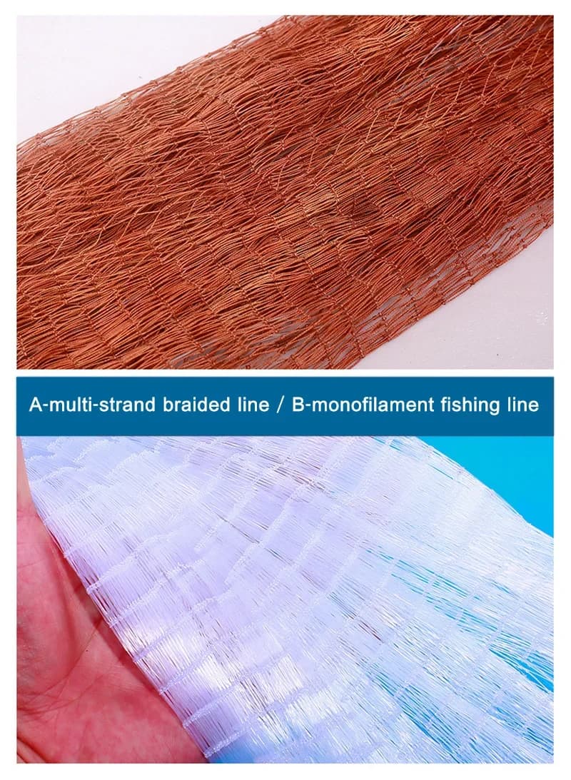 Filet de pêche lancé à main Lawaia avec plombs acier, multifilament et monofilament pour captures en extérieur