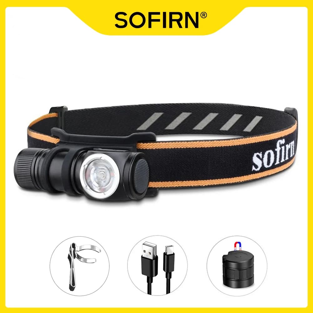 Lampe frontale Sofirn HS10 rechargeable USB-C 1100lm pour pêche nocturne et camping