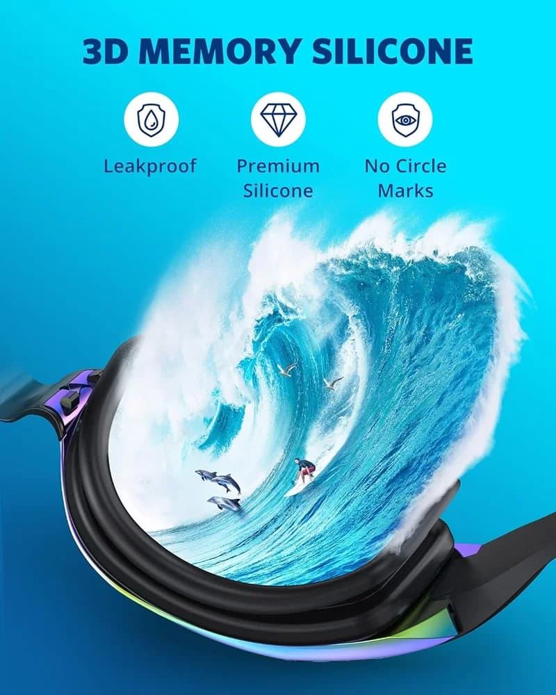 Lunettes de natation réglables silicone anti-buée UV étanches miroir pour adultes hommes femmes jeunes