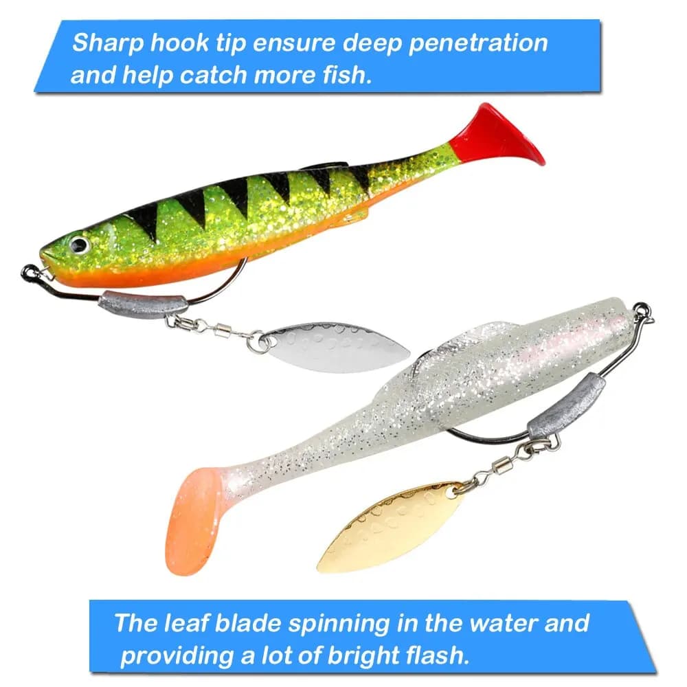 10 hameçons jig head avec spin lock pin pour pêche au leurre souple - Poids 2G 3G 4G, acier carbone