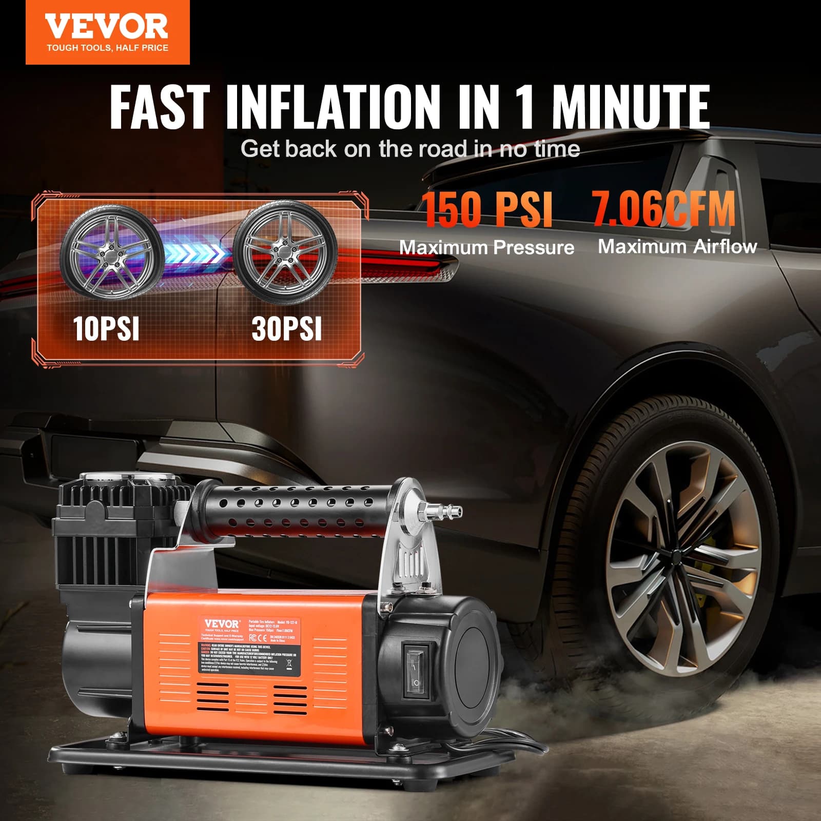 Compresseur 12V 150PSI SucceBuy portable - Pompe air lourde pour voiture, SUV et camping pêche