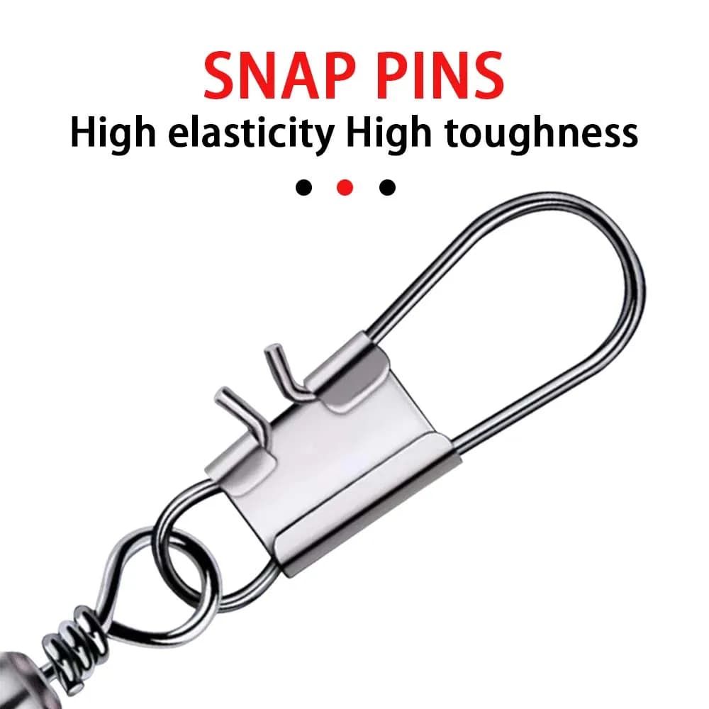 100 émerillons à roulement JSFUN 5 tailles avec clips Fastlock pour montages pêche